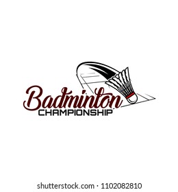 Badminton team design logo emblem template. Abstract sport badge vector illustration