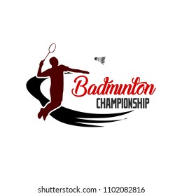 Badminton team design logo emblem template. Abstract sport badge vector illustration