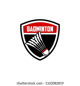 Badminton team design logo emblem template. Abstract sport badge vector illustration