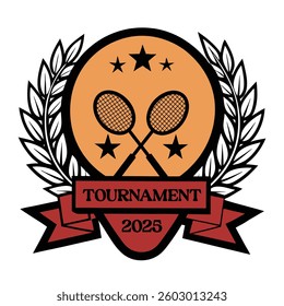Badminton tournament 2025 Design Vector, Racket shuttlecock illustration, racket indoor sport design Sublimation 
