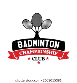 Badminton Tournament Club Design Vector, Racket shuttlecock illustration, racket indoor sport design Sublimation 