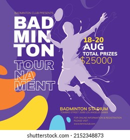 badminton tournament flyer design template - Shutterstock ID 2152348873