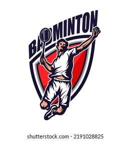 badminton tournament logo concept vector