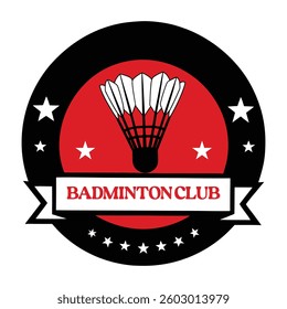 Badminton tournament logo Design Vector, Racket shuttlecock illustration, racket indoor sport design Sublimation 
