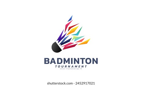 Badminton tournament logo,vector sports illustration poster or banner style, illustration Vector EPS 10