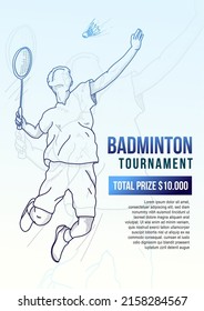 badminton tournament poster hand drawn rough vector illustration.