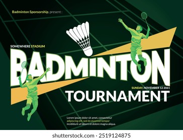 Badminton Tournament Poster, Sports Event.