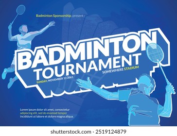 Afiche del torneo de bádminton, evento deportivo.