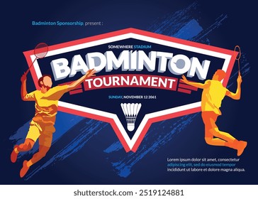 Badminton Tournament Poster, Sports Event.