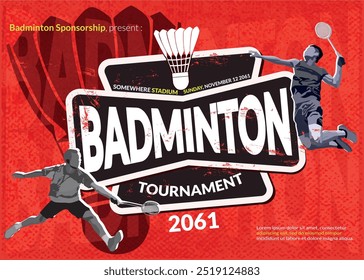 Afiche del torneo de bádminton, evento deportivo.