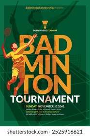 Badminton Tournament Poster, Sports Event.