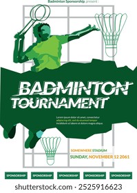 Badminton Tournament Poster, Sports Event.