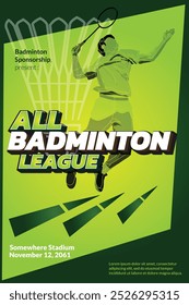 Cartaz do torneio de Badminton, evento esportivo.