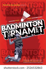 Afiche del torneo de bádminton, evento deportivo.