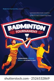 Afiche del torneo de bádminton, evento deportivo.