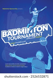 Badminton Tournament Poster, Sports Event.