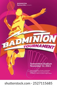 Badminton Tournament Poster, Sports Event.