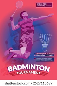 Badminton Tournament Poster, Sports Event.