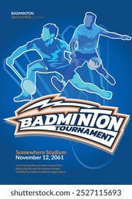 Badminton Tournament Poster, Sports Event.