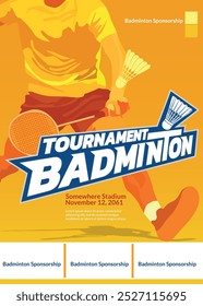 Badminton Tournament Poster, Sports Event.