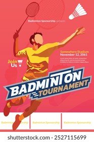 Badminton Tournament Poster, Sports Event.