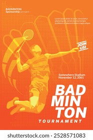 Badminton Tournament Poster, Sports Event.