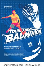 Cartaz do torneio de Badminton, evento esportivo.