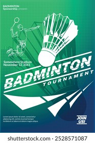 Badminton Tournament Poster, Sports Event.