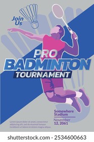 Badminton Tournament Poster, Sports Event.