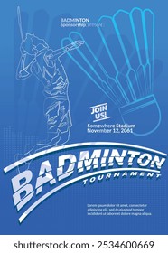 Badminton Tournament Poster, Sports Event.