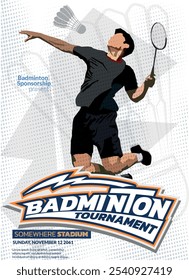 badminton Tournament Poster, Sports Event.