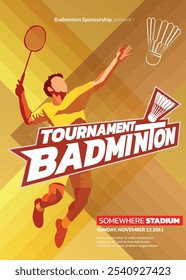 badminton Tournament Poster, Sports Event.
