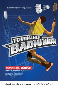 badminton Tournament Poster, Sports Event.