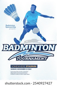 badminton Tournament Poster, Sports Event.