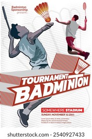 badminton Tournament Poster, Sports Event.
