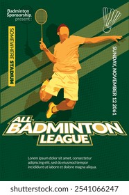 Cartaz do torneio de badminton, evento esportivo.