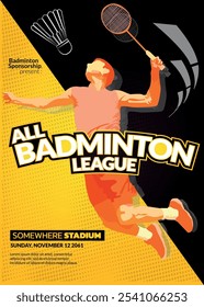 badminton Tournament Poster, Sports Event.