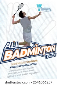 badminton Tournament Poster, Sports Event.