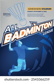 badminton Tournament Poster, Sports Event.