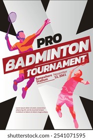 badminton Tournament Poster, Sports Event.