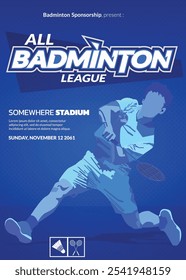 badminton Tournament Poster, Sports Event.
