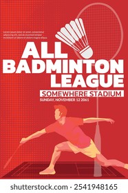 badminton Tournament Poster, Sports Event.