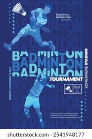 badminton Tournament Poster, Sports Event.