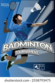 Badminton Tournament Poster, Sports Event.