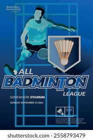 Badminton Tournament Poster, Sports Event.