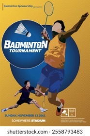 Badminton Tournament Poster, Sports Event.