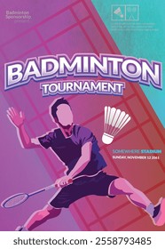 Badminton Tournament Poster, Sports Event.