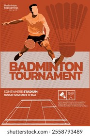Badminton Tournament Poster, Sports Event.
