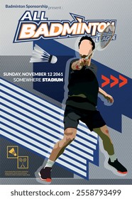 Badminton Tournament Poster, Sports Event.