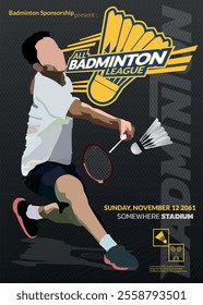 Badminton Tournament Poster, Sports Event.